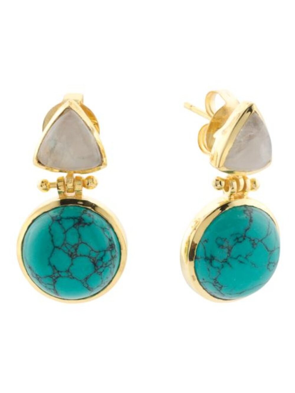 SHAANTI JEWELS Made In India 18kt Gold Plated Moonstone And Turquoise Earrings